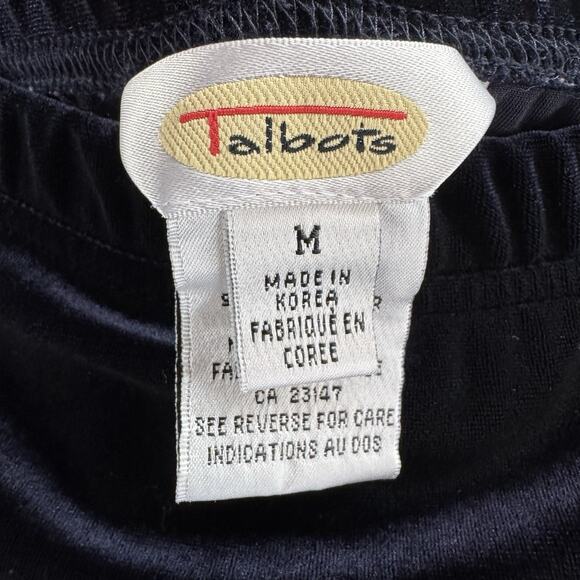 VTG Talbots Skirt Womens M Purple Black Velvet Pullon Elastic Waist Maxi Length - Picture 2 of 11